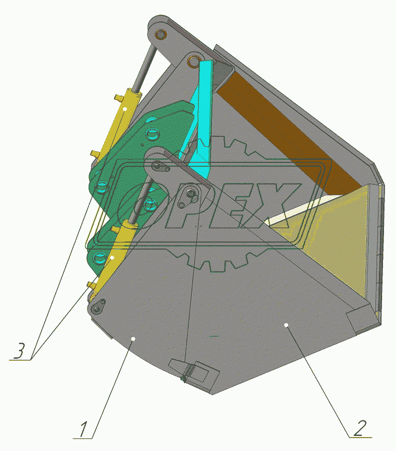 Общий вид и основные узлы ковша челюстного 0,8мЗ ПФН-270
