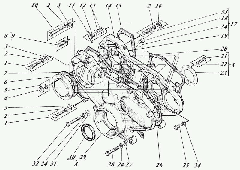 Картер шестерен с крышкой 4405-02с1-01