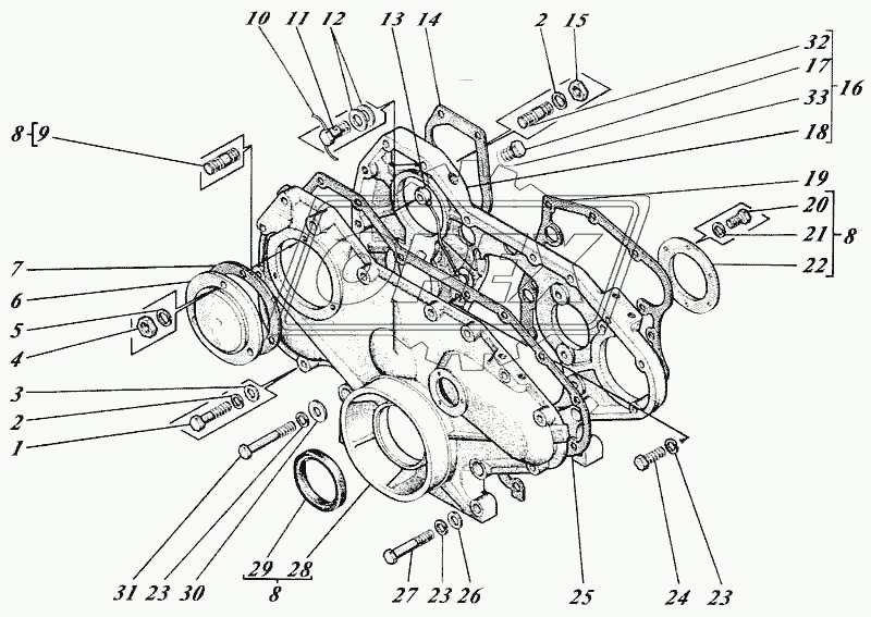 Картер шестерен с крышкой 4405-02с1-04