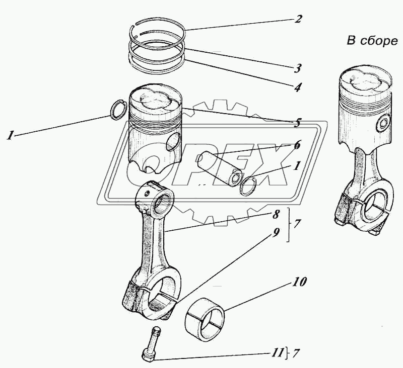 Поршень с шатуном 463-03с1