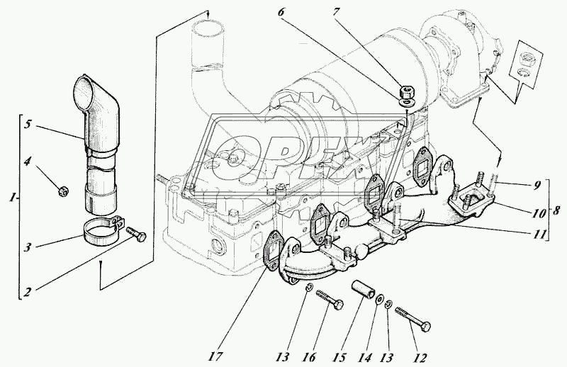 Установка коллектора выпускного 440-07c1