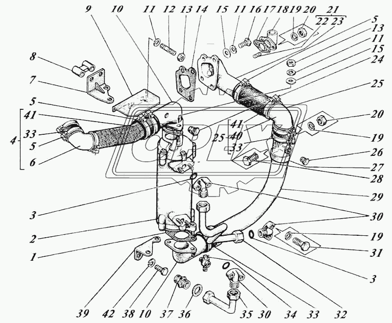 Жидкостно-масляный теплообменник с трубами 442-56-11с1