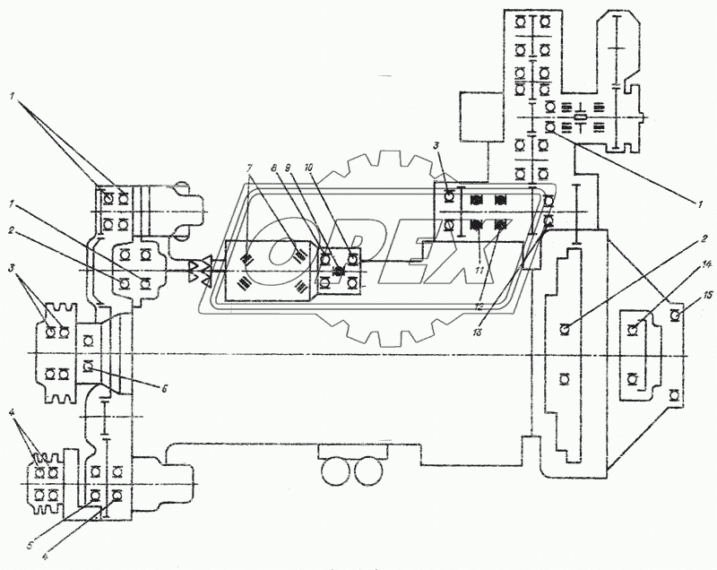 Схема расположения подшипников качения на дизеле А-01М