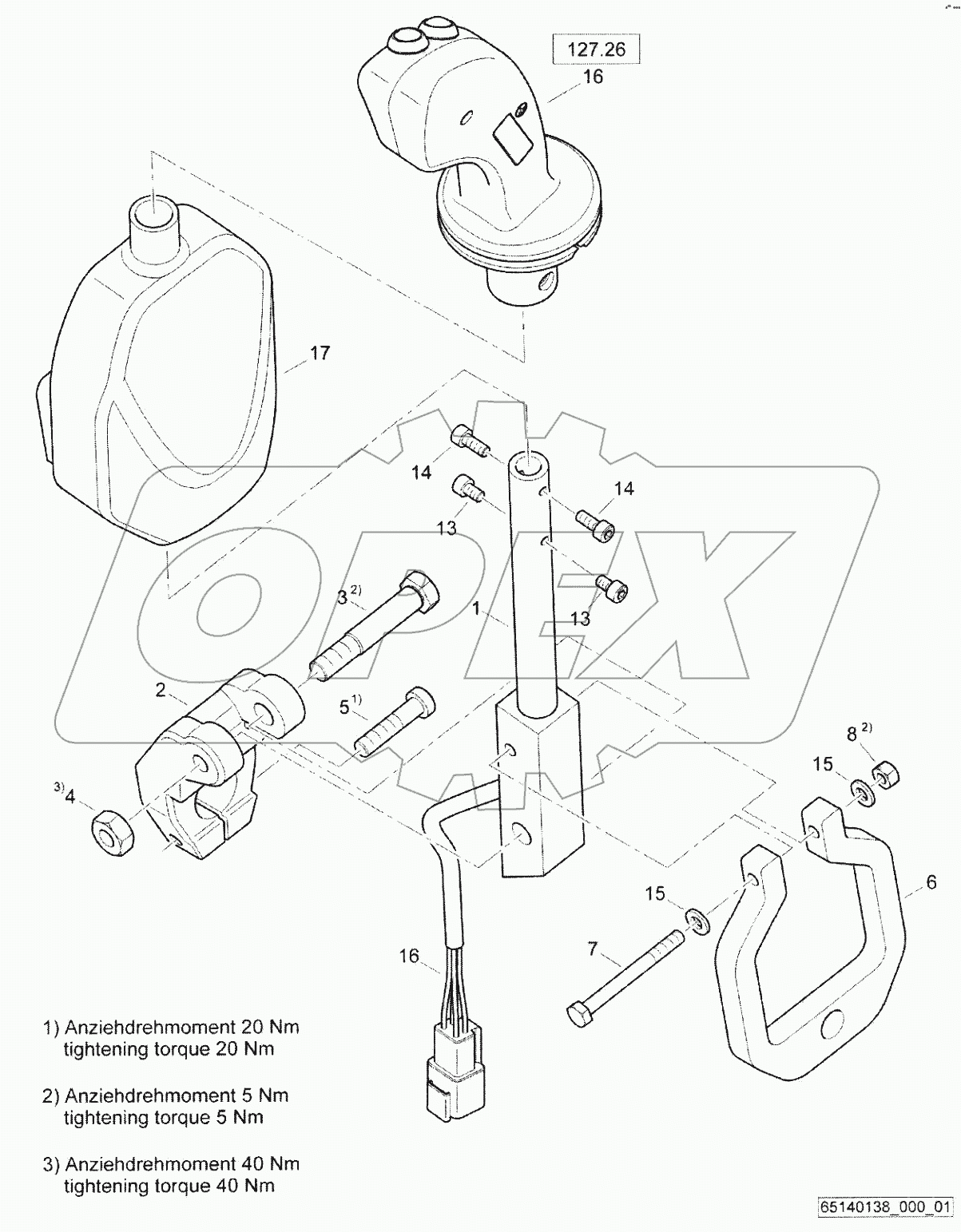  Double travel lever, assembled