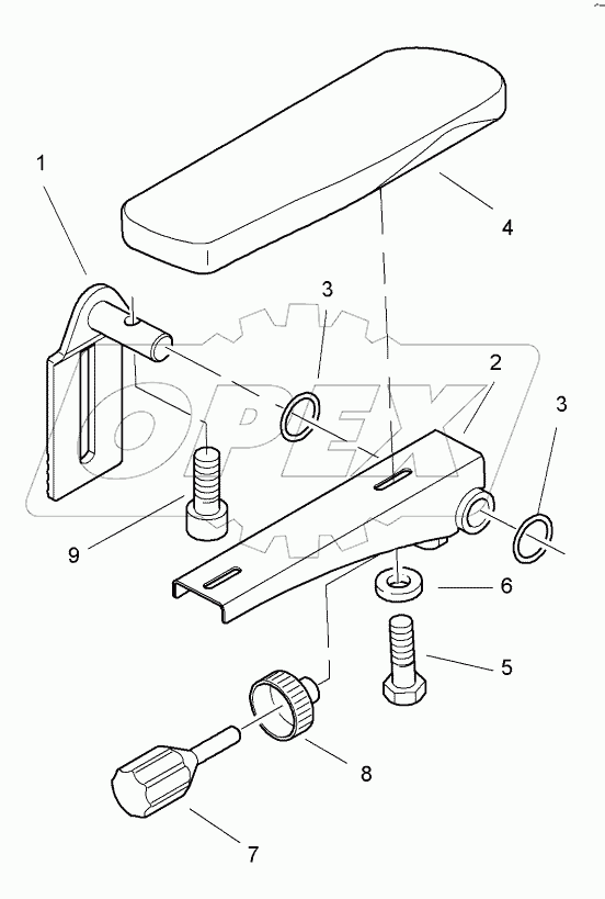  Left arm rest, assembled