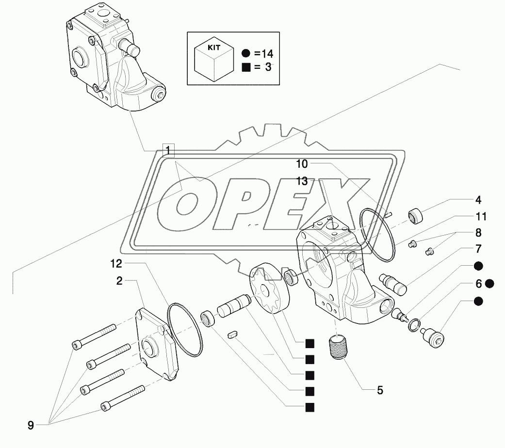 HYDRAULIC PUMP - BREAKDOWN - TRANSMISSION HOUSING