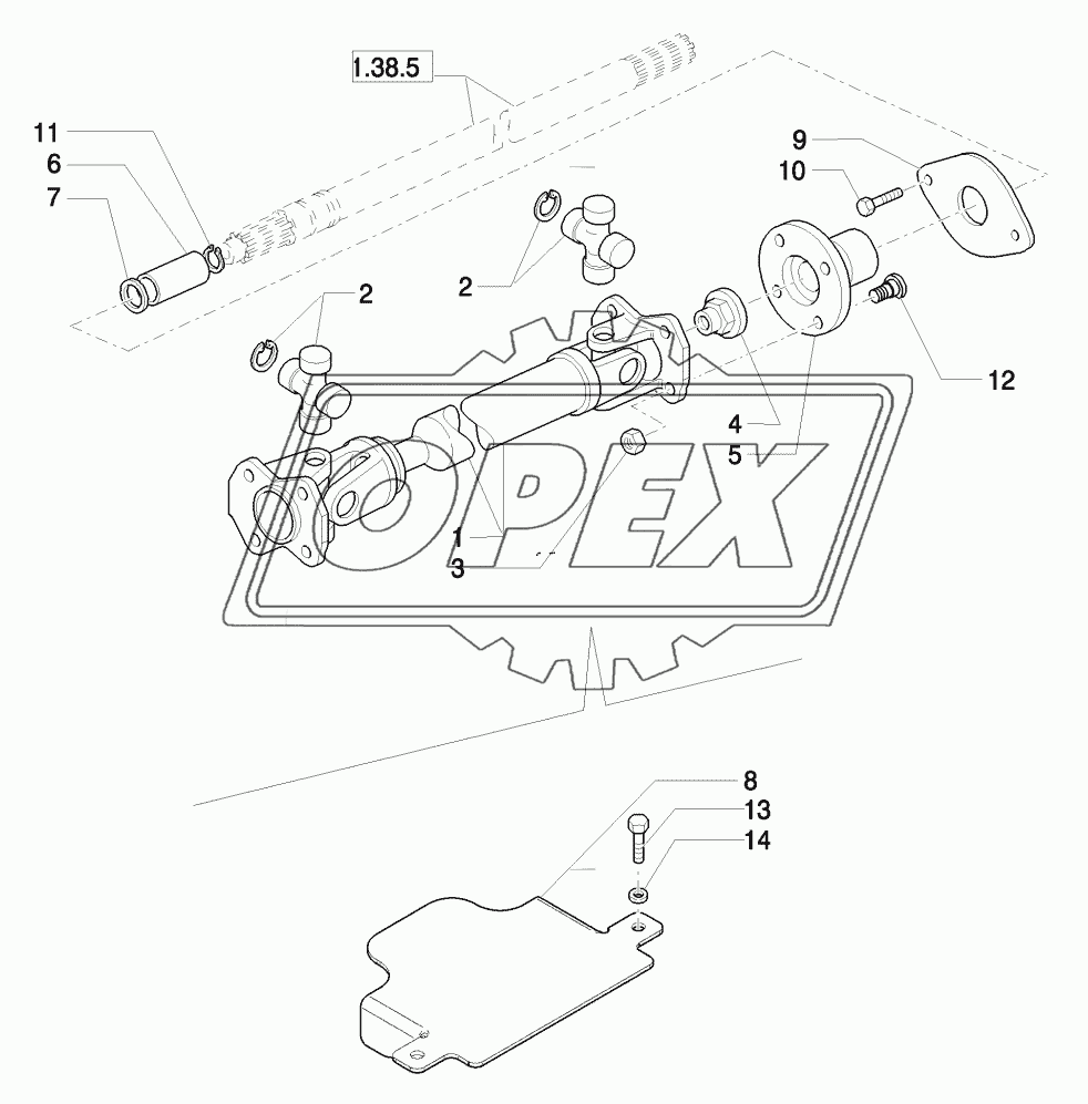 4WD AXLE WITH ACTIVE SUSPENSIONS, FULL POWER SHIFT - DRIVE SHAFT