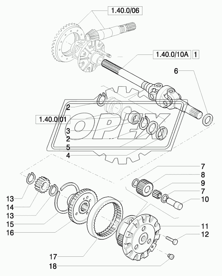 4WD FRONT AXLE - DIFFERENTIAL GEARS AND DIFFERENTIAL SHAFT