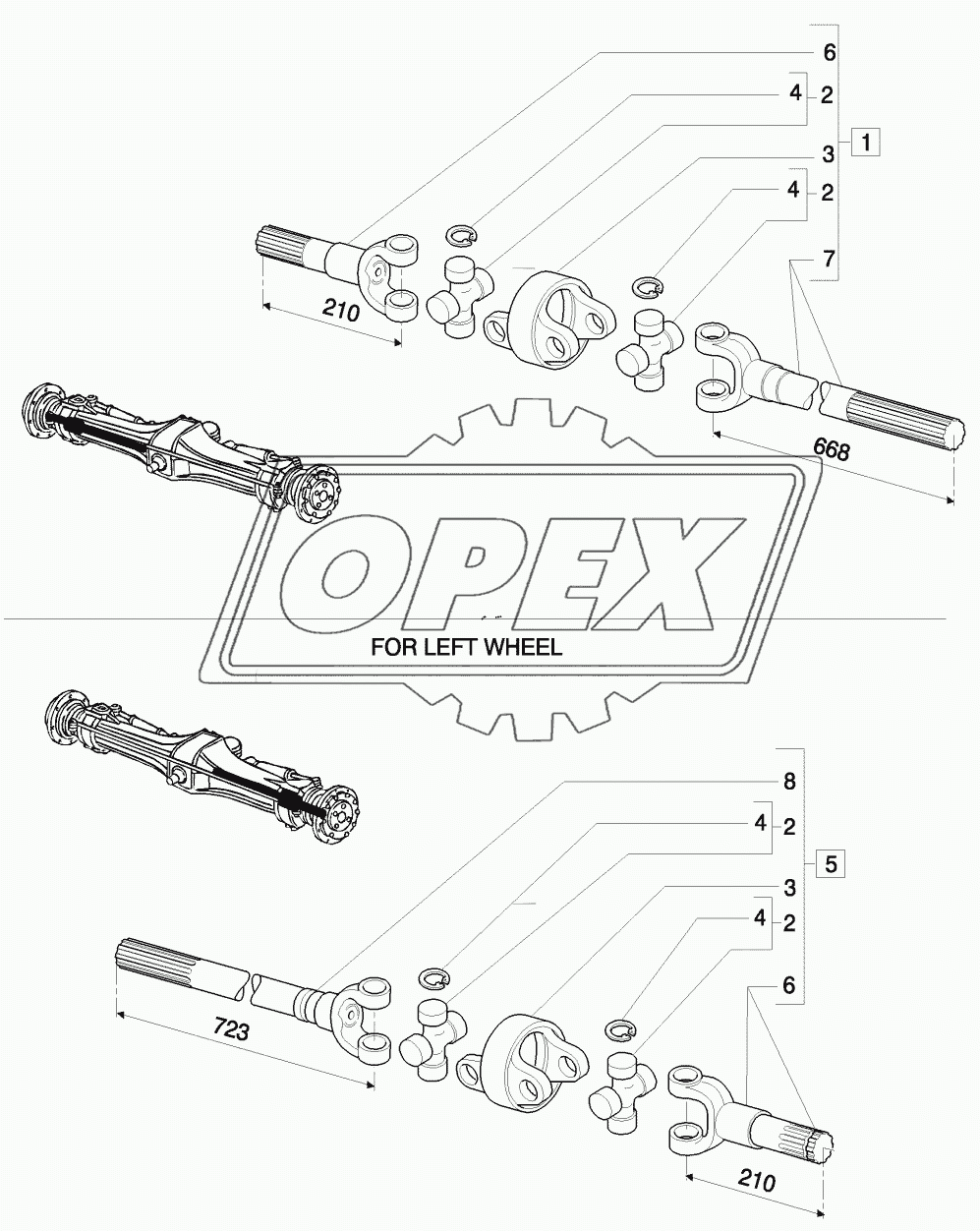 4WD FRONT AXLE - AXLE-SHAFT ARTICULATED - BREAKDOWN 1