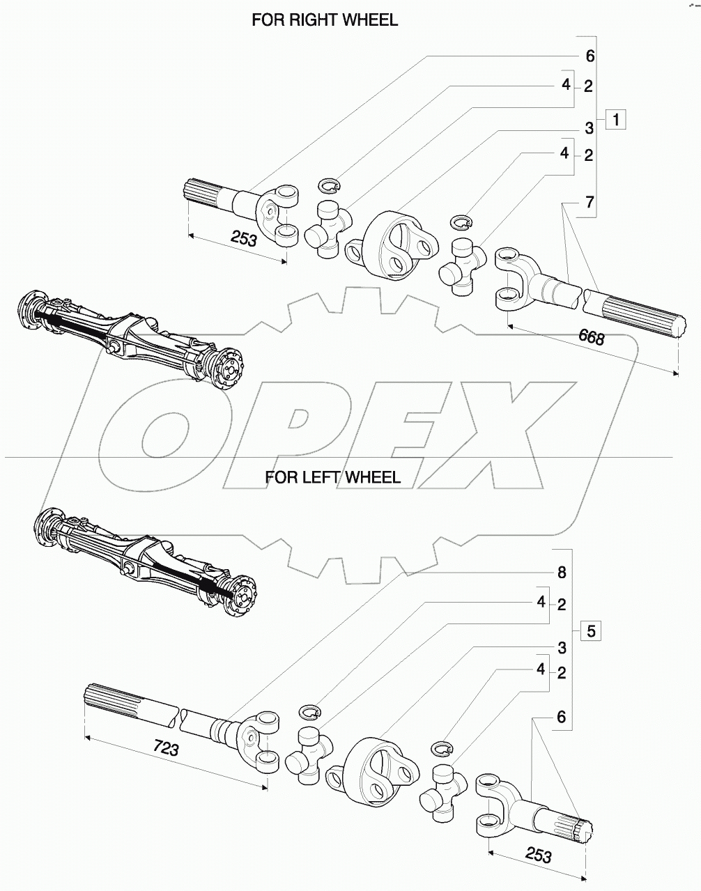 4WD FRONT AXLE - AXLE-SHAFT ARTICULATED - BREAKDOWN