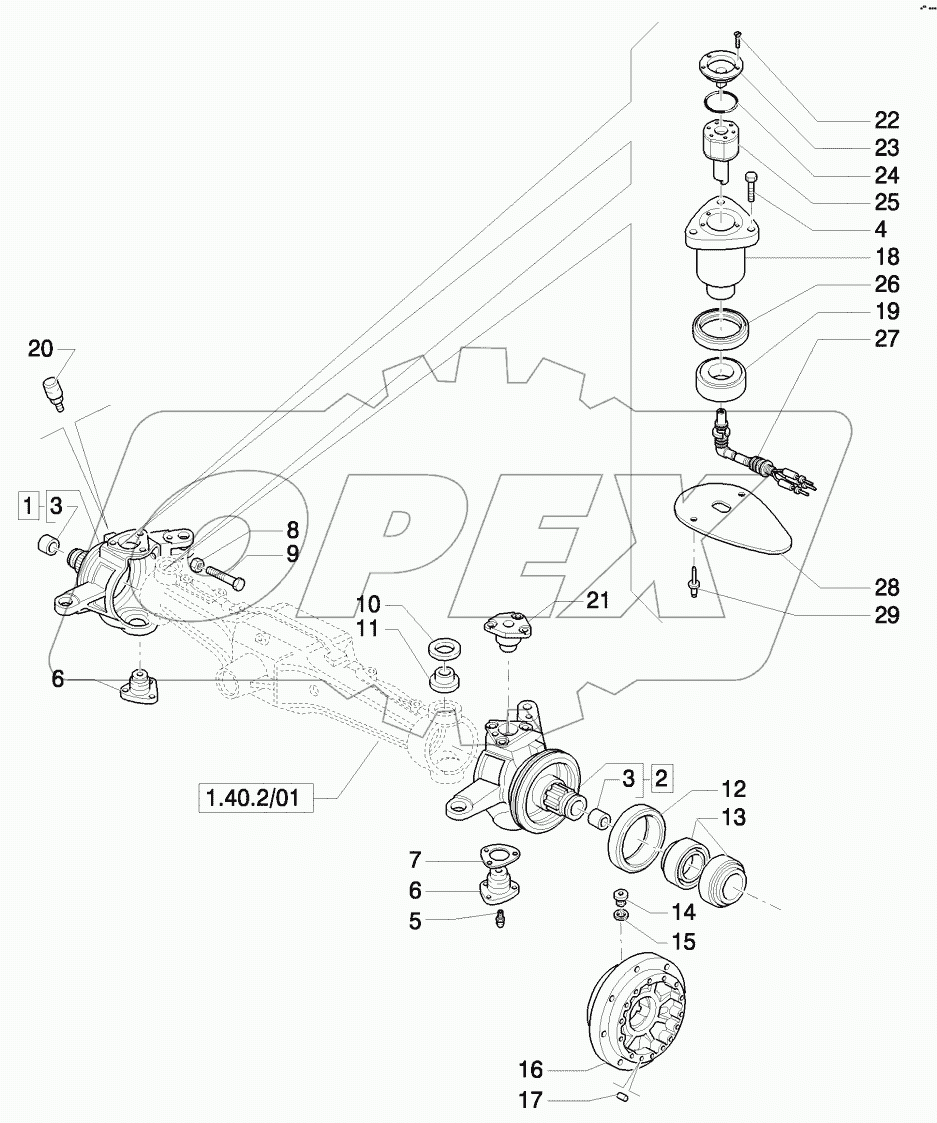 4WD FRONT AXLE WITH ACTIVE SUSPENSIONS, BRAKE