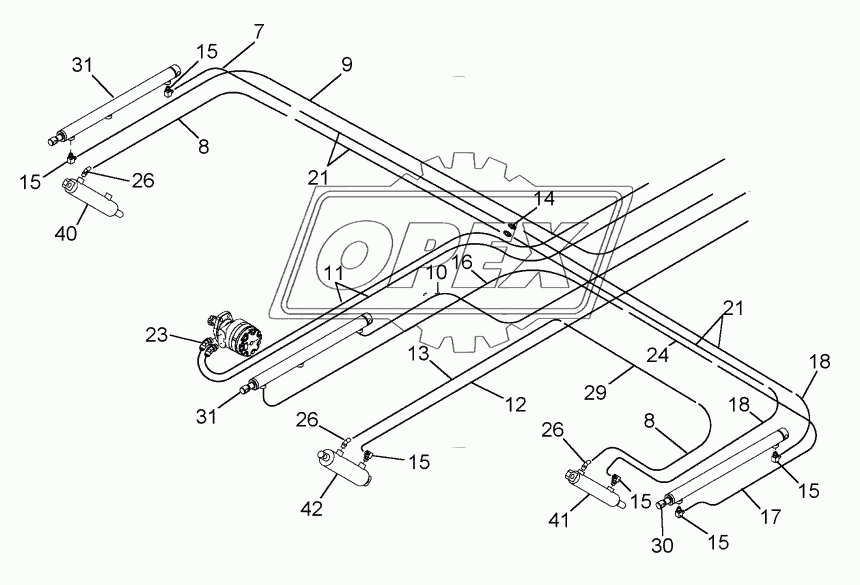 REEL HYDRAULIC ROUTING - DOUBLE REEL HEADERS