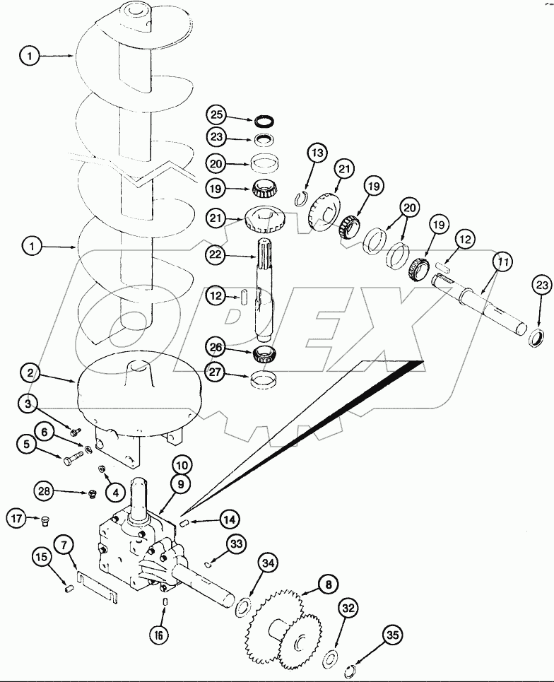AUGER, UNLOADER - GRAIN TANK, LOWER