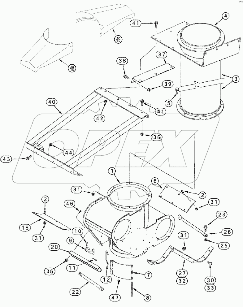 UNLOADER HOUSING - GRAIN TANK, LOWER