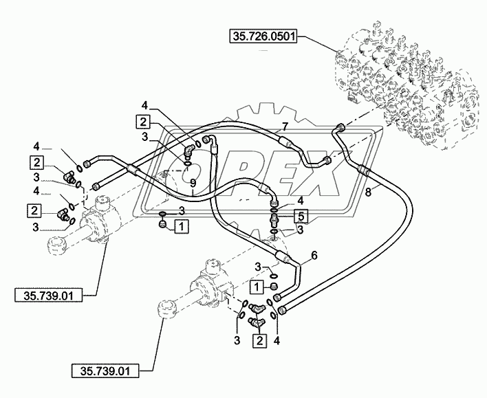 35.739.0201 ­ SWING CYLINDERS PIPES