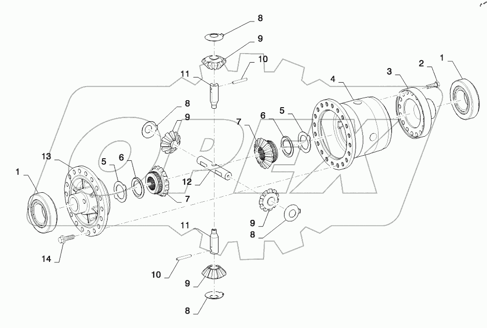  FRONT AXLE DIFFERENTIAL, OPEN - 921 ONLY