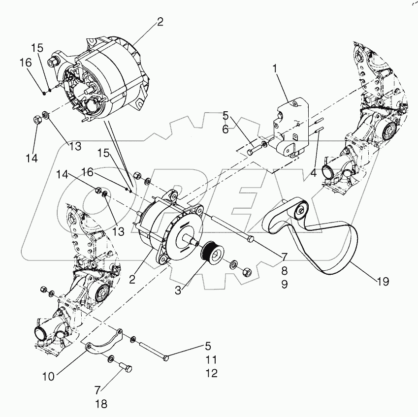  ALTERNATOR - MOUNTING WITHOUT AIR CONDITIONING