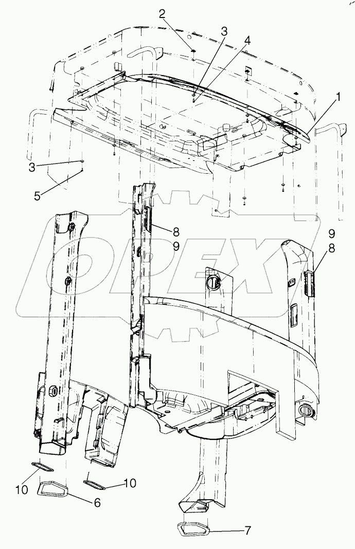  CAB, ROOF INTERIOR TRIM