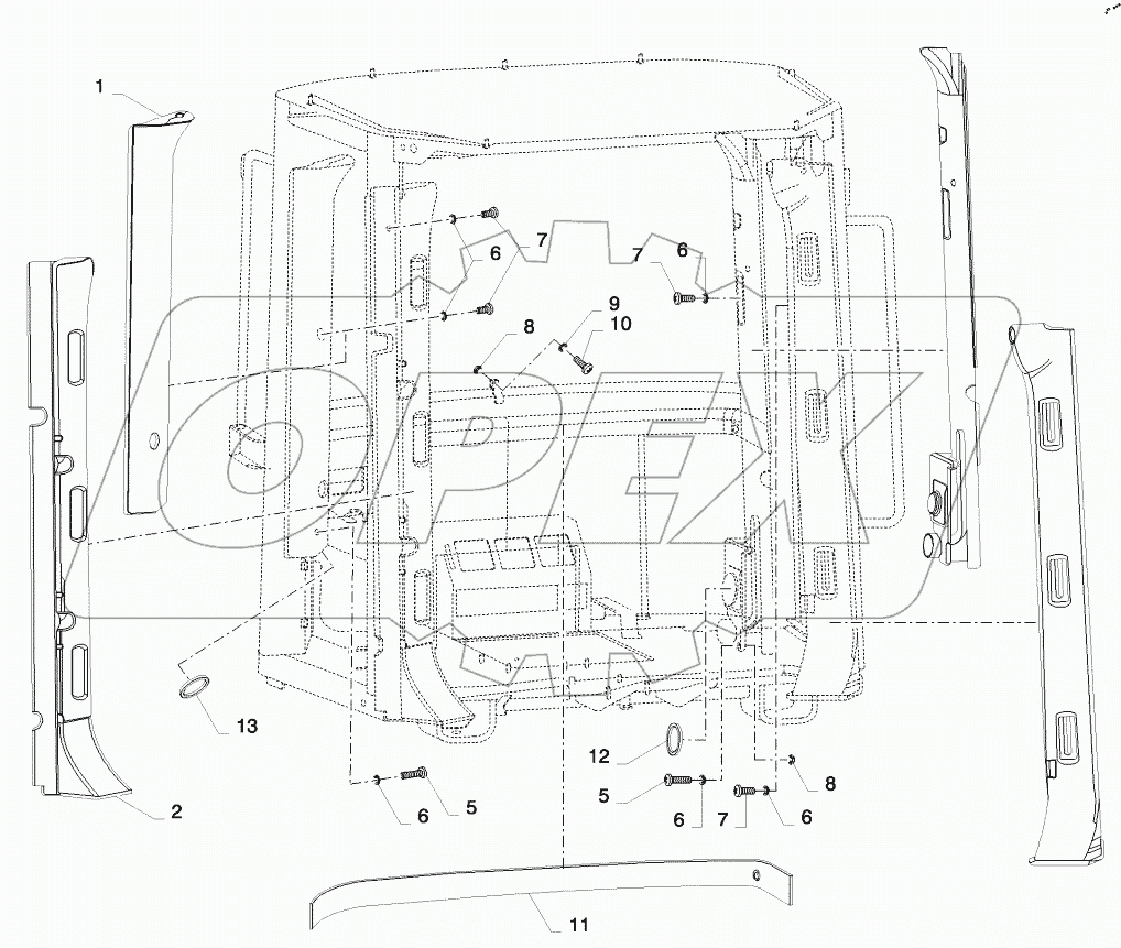  CAB, INTERIOR TRIM COLUMNS