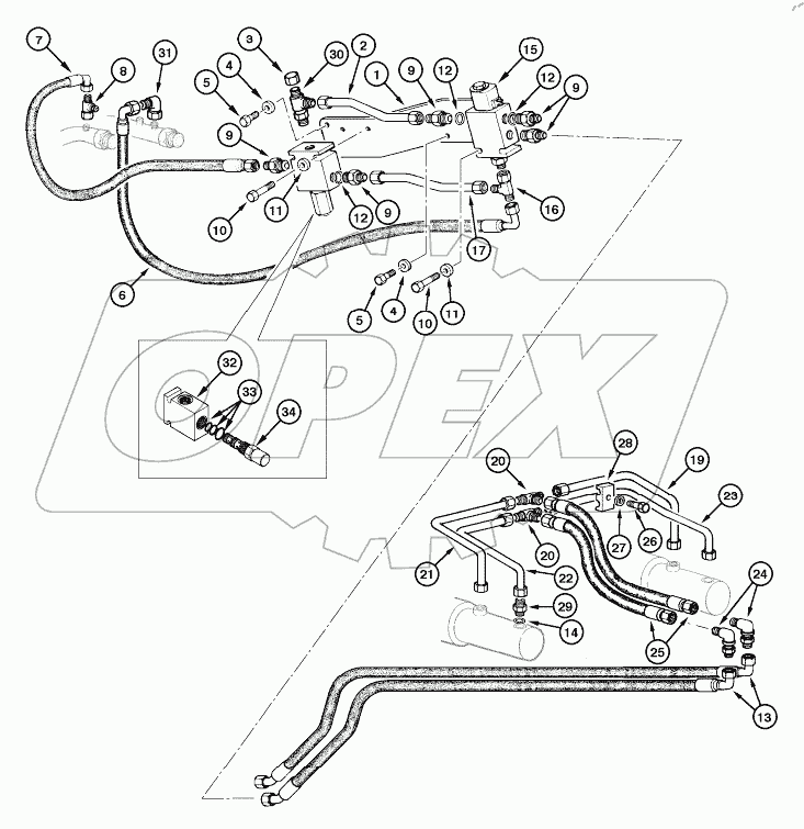  BLADE HYDRAULIC CIRCUIT - LOCK (5 HOLES)