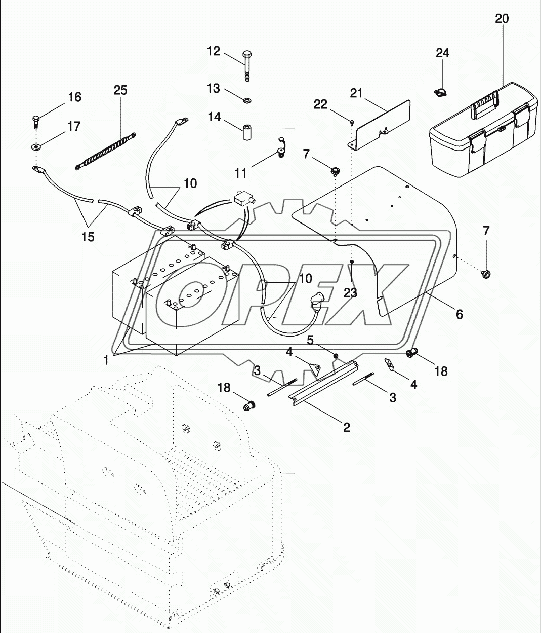 BATTERY, BATTERY BOX AND CABLES