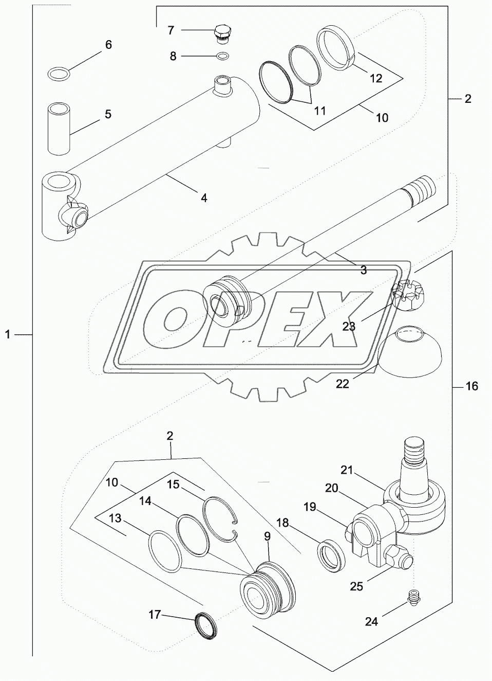 STEERING CYLINDER ASSEMBLY - MFD, 10 BOLT HUB