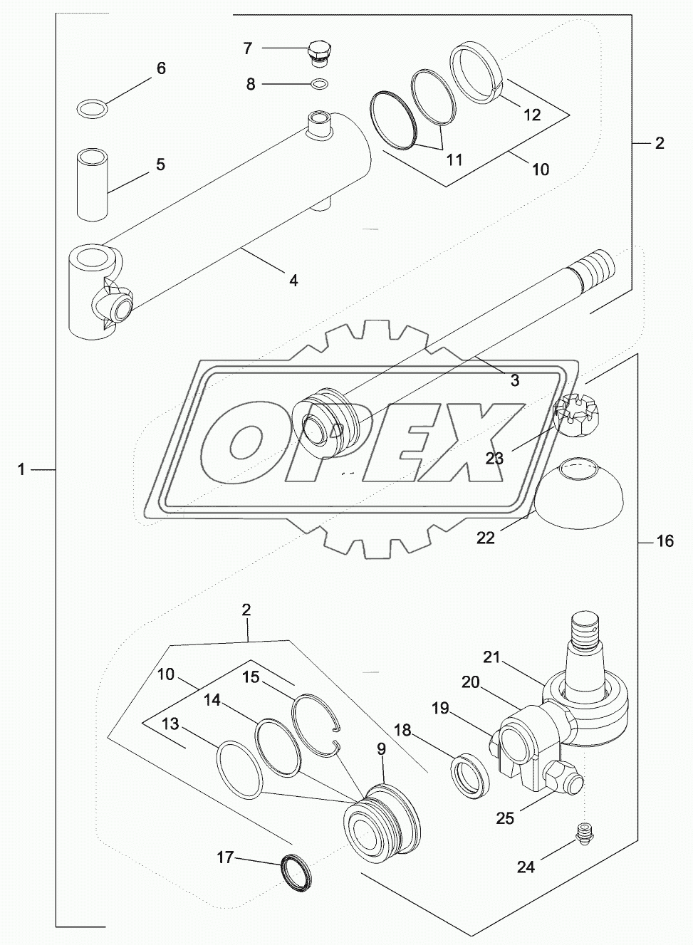 STEERING CYLINDER ASSEMBLY - MFD, 12 BOLT HUB