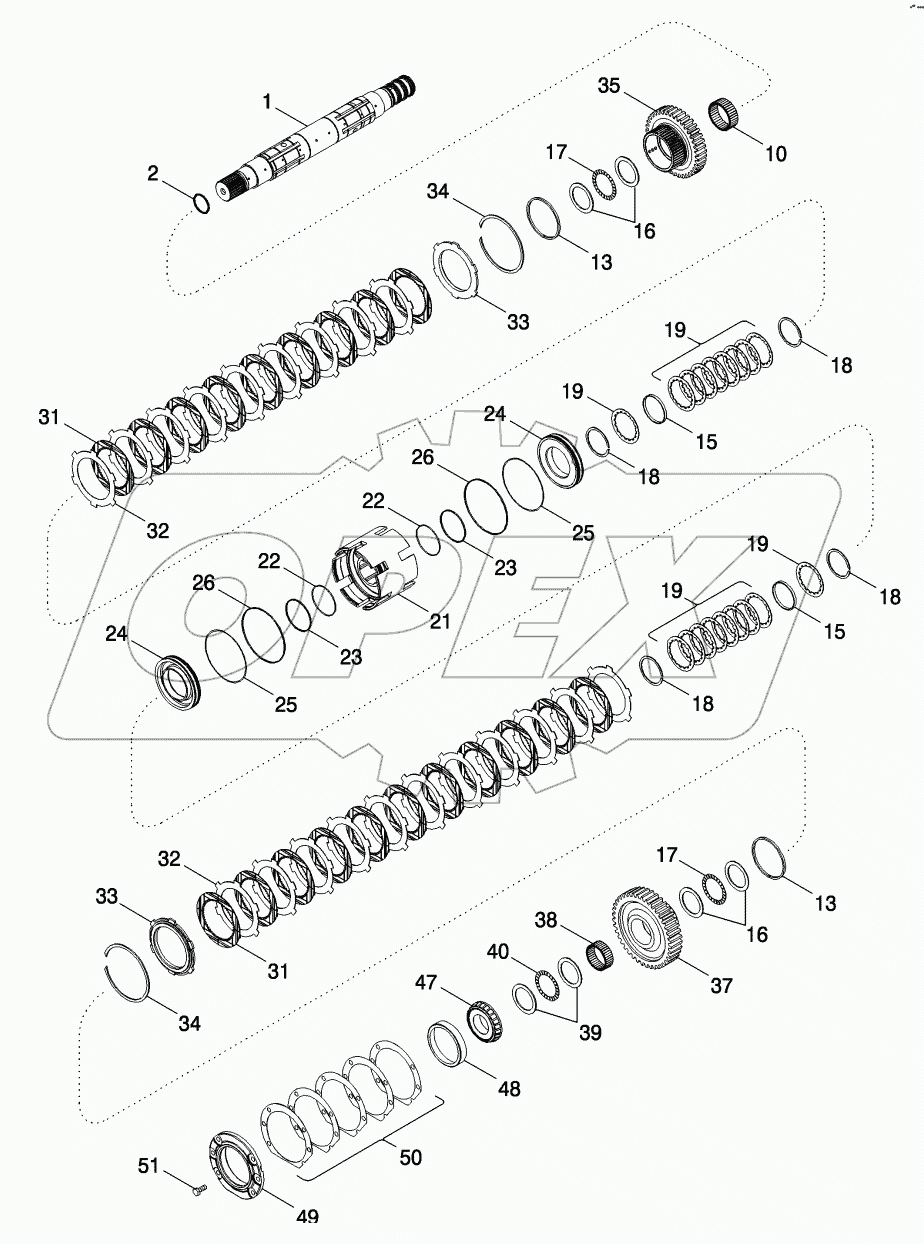 SPEED TRANSMISSION - OUTPUT SHAFT REAR CLUTCH