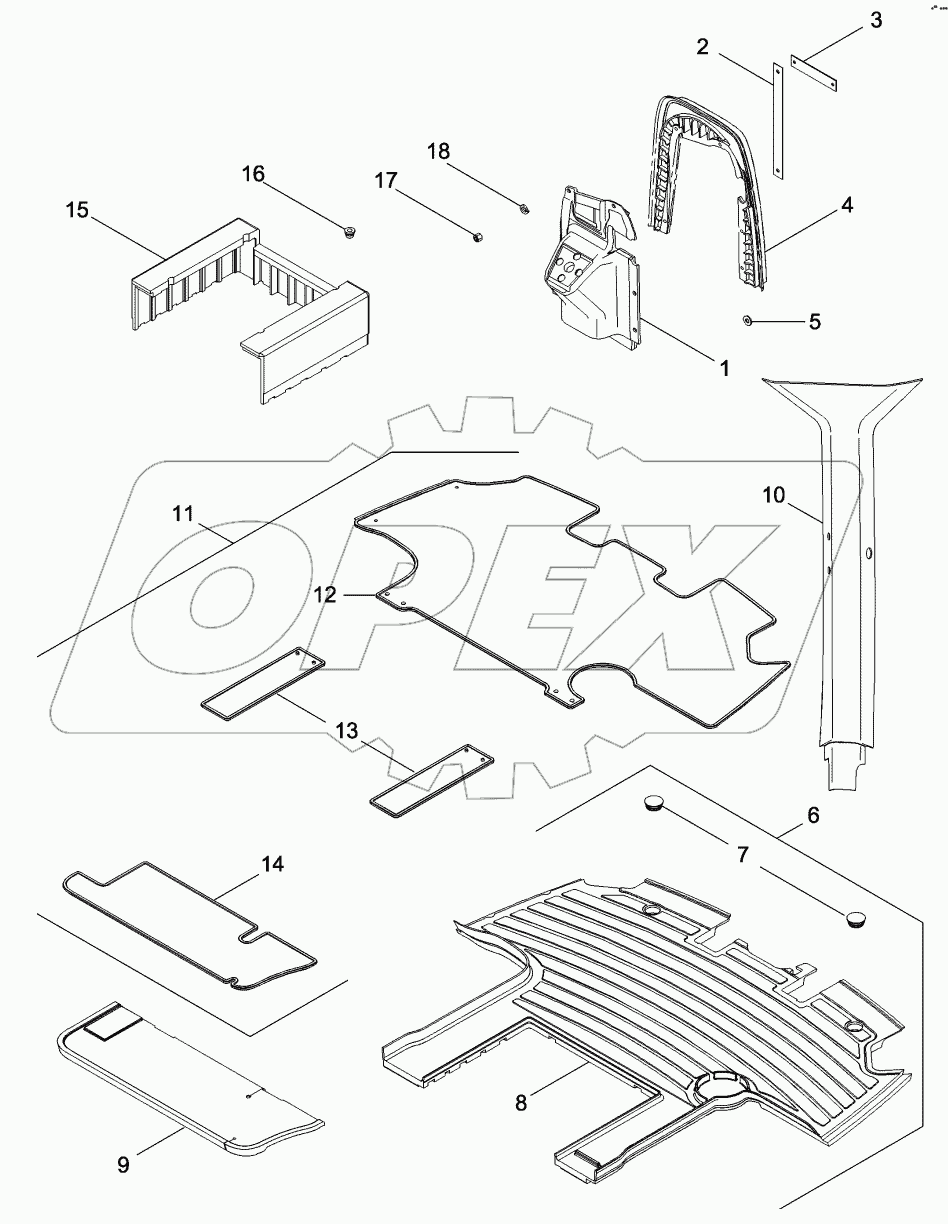 CAB - FLOOR MAT AND INSULATION