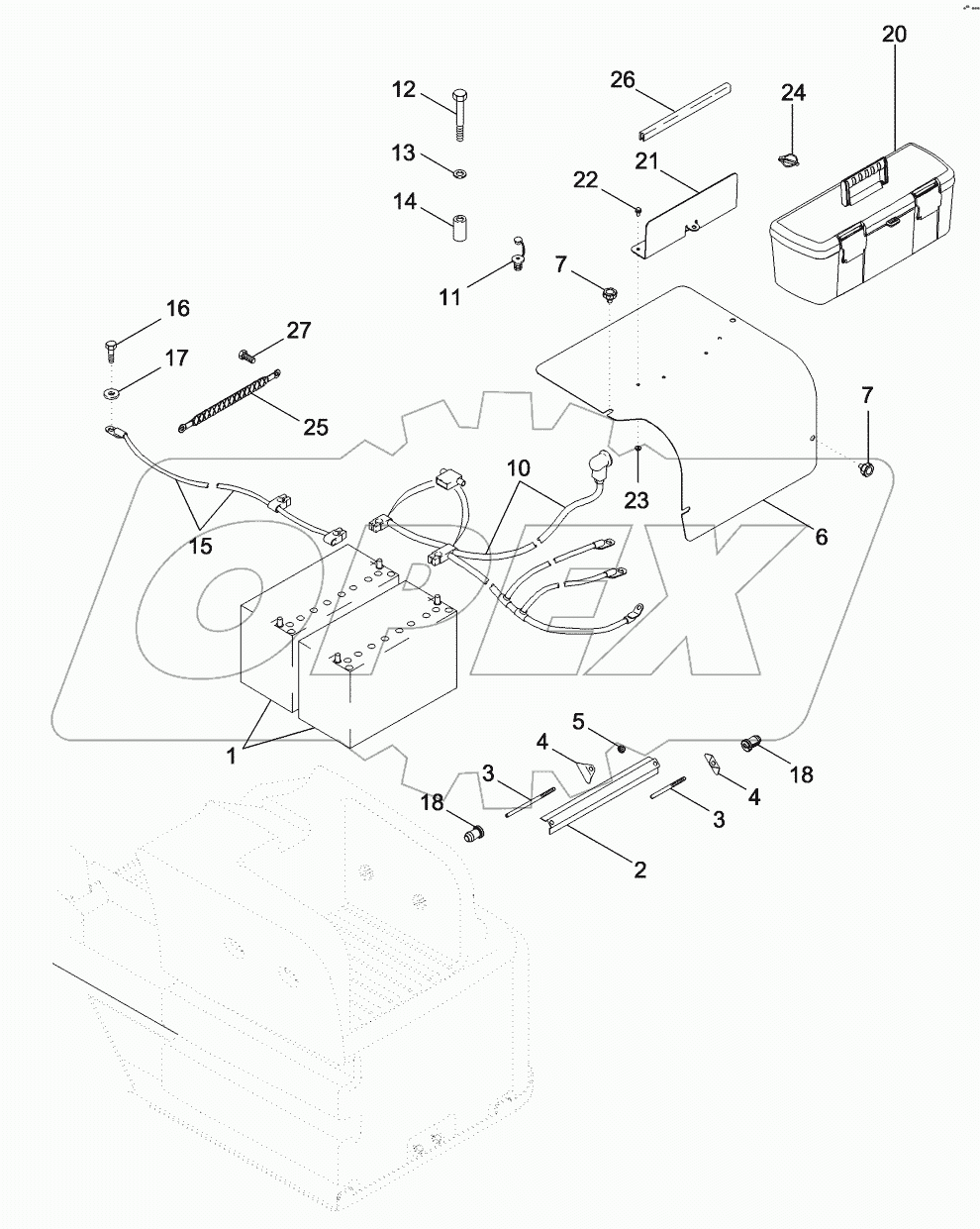 BATTERY, BATTERY BOX AND CABLES