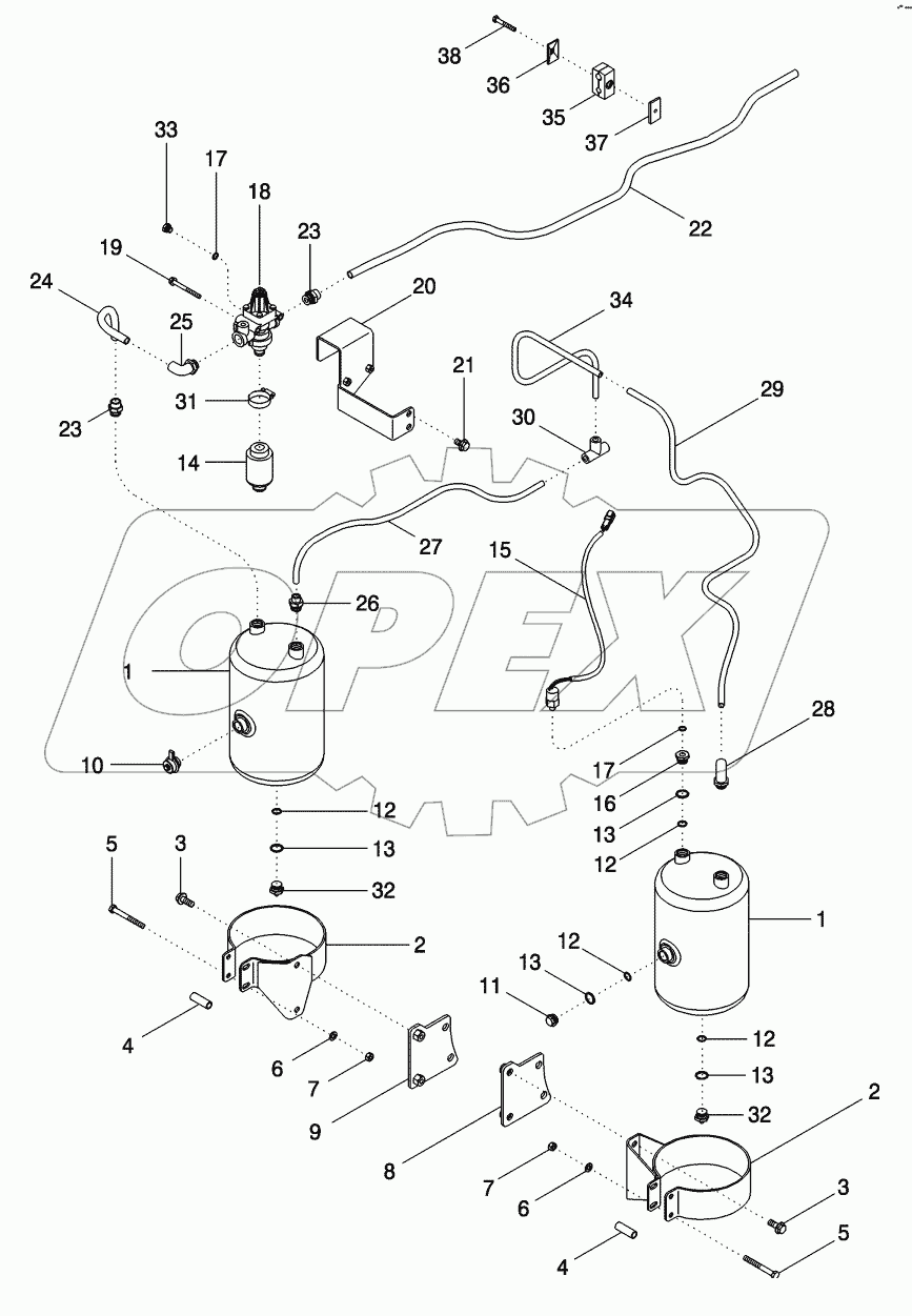 TRAILER BRAKES - PNEUMATIC, RESERVOIR, ITALY ONLY