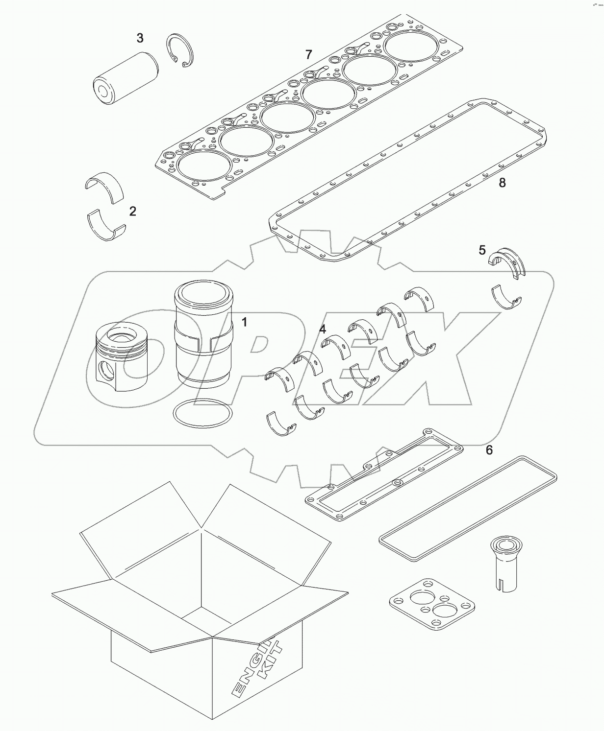 KIT ENGINE OVERHAUL, MX255 AND MX285
