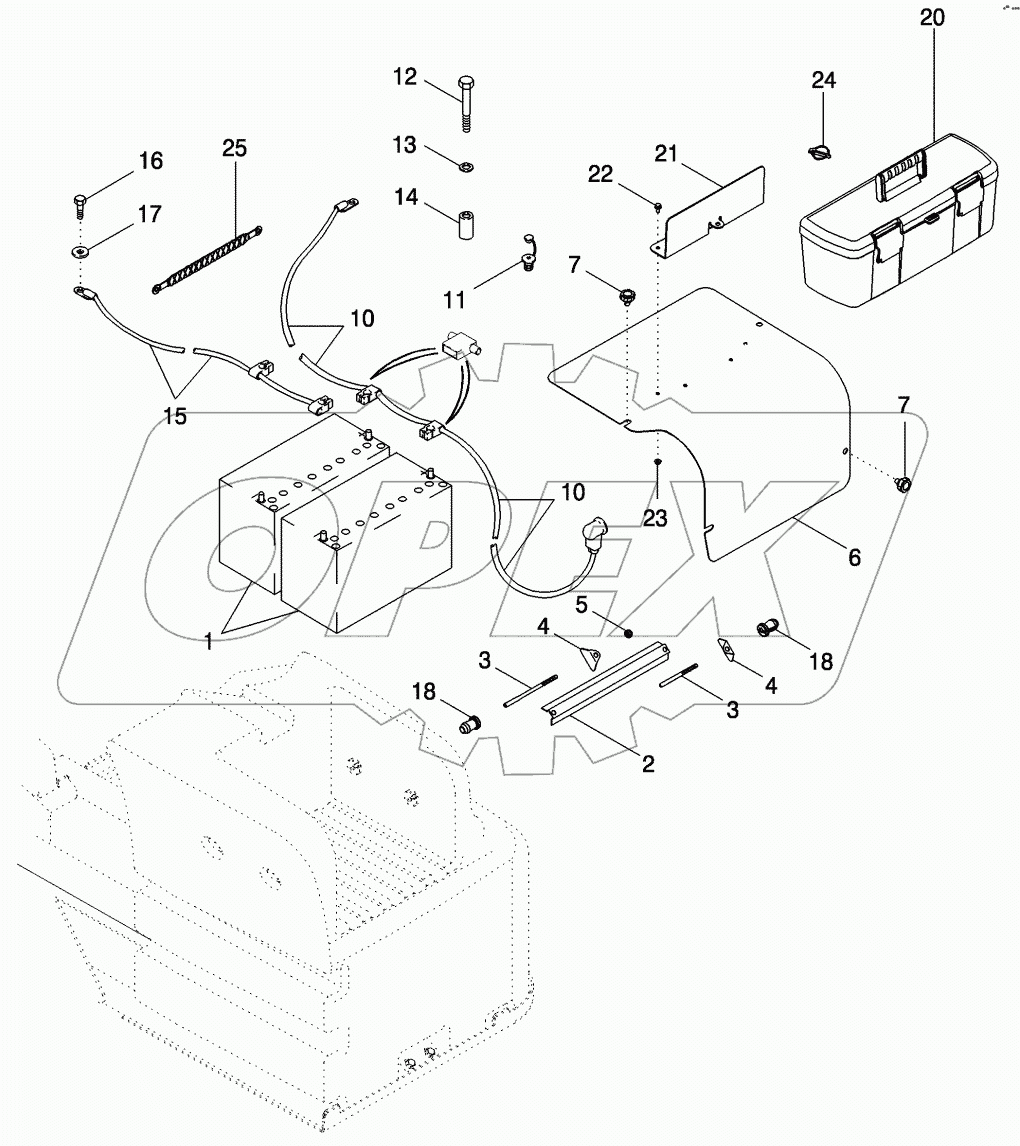 BATTERY, BATTERY BOX AND CABLES