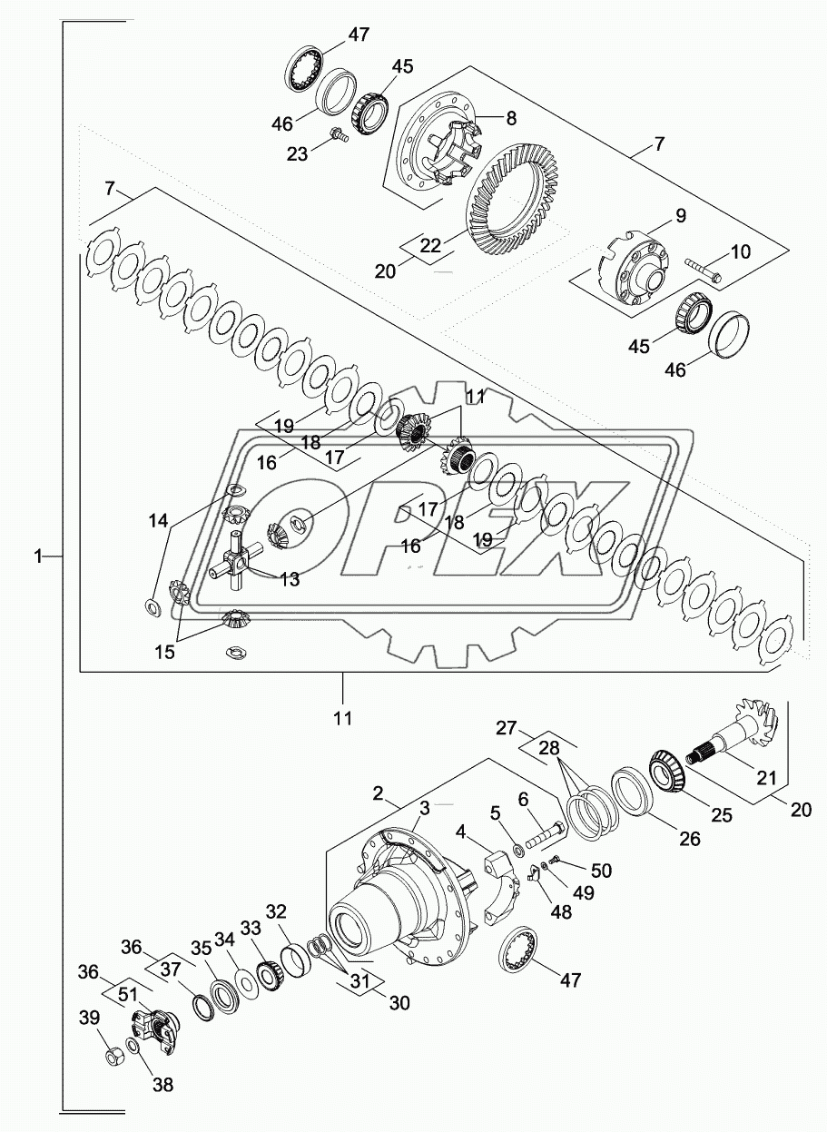 CARRIER AND DIFFERENTIAL - MFD, 12 BOLT HUB, WITHOUT DIFFERENTIAL LOCK