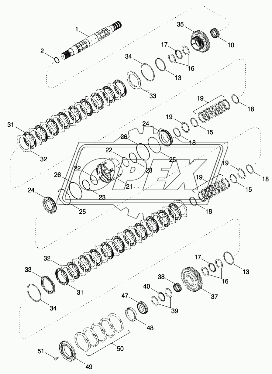 SPEED TRANSMISSION - OUTPUT SHAFT REAR CLUTCH