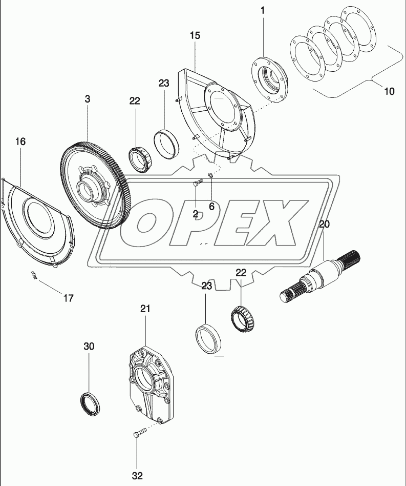 POWER TAKE OFF ASSEMBLY - OUTPUT SHAFT, SINGLE SPEED