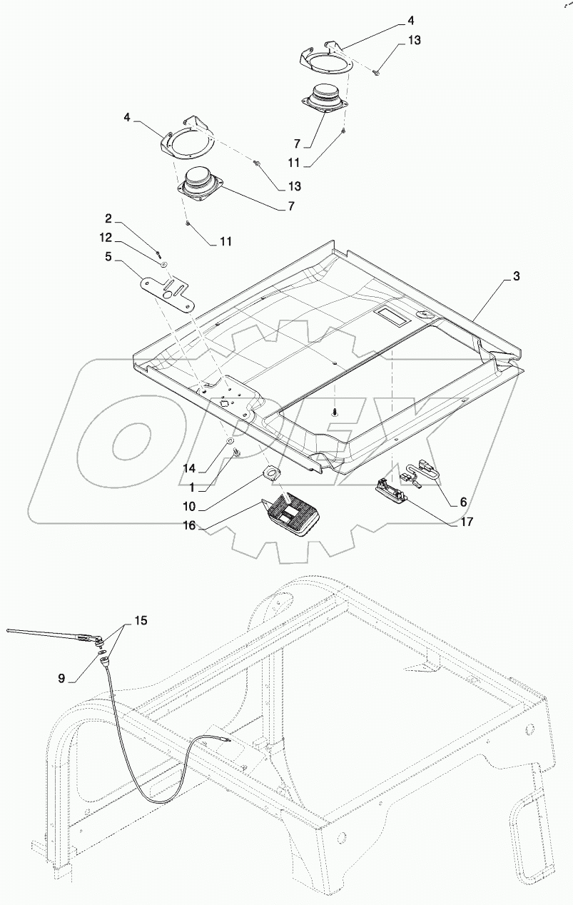  CAB HEADLINER, WITH RADIO (ALL CASE)