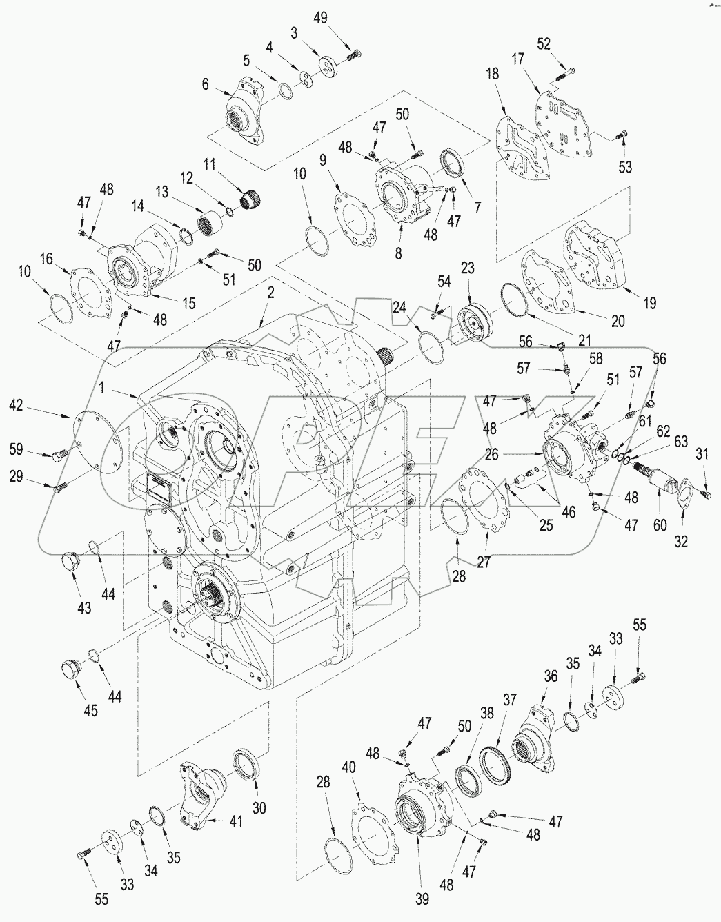 POWER SHIFT TRANSMISSION - COVERS AND YOKES