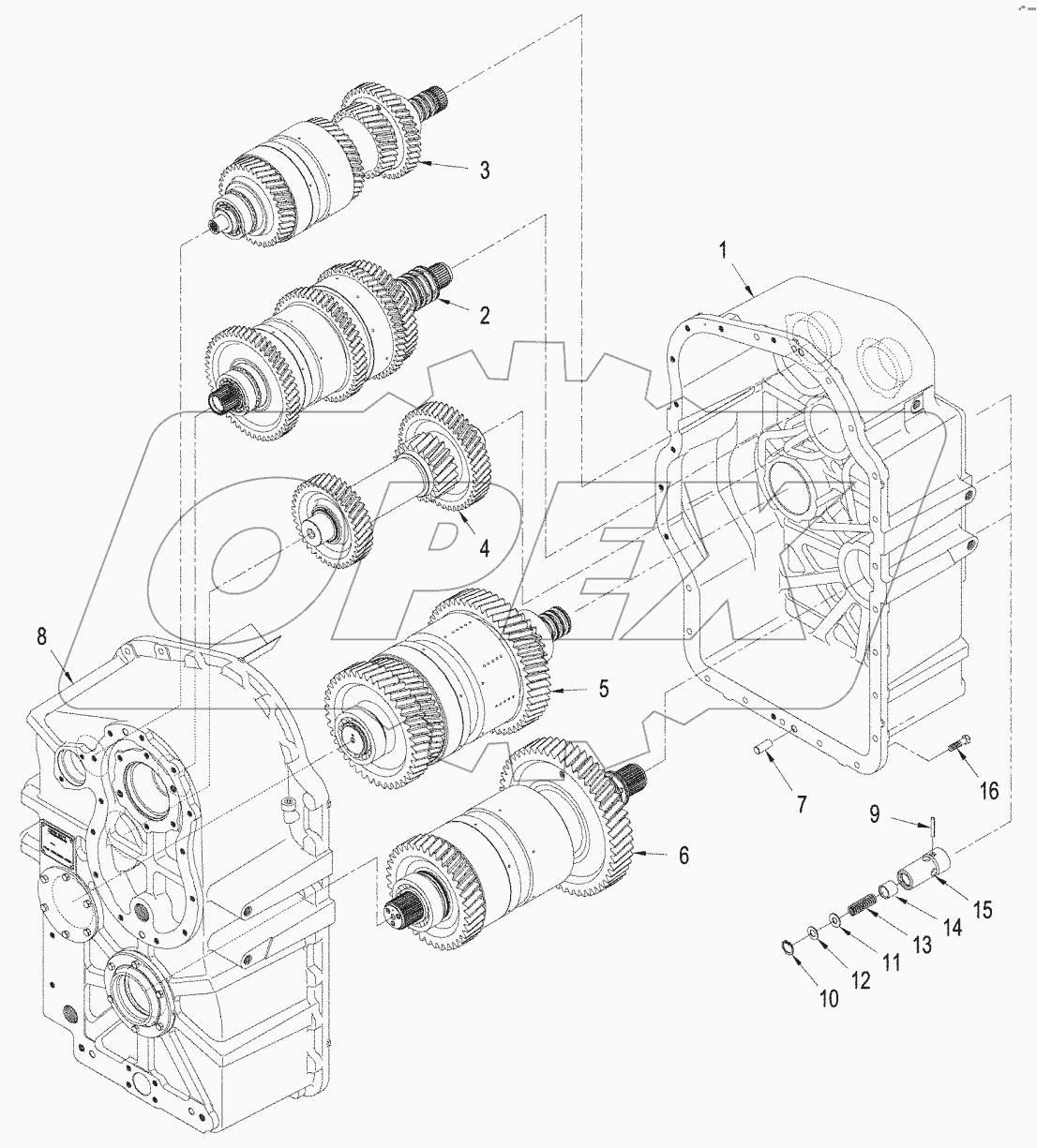 POWER SHIFT TRANSMISSION - HOUSING AND CLUTCHES