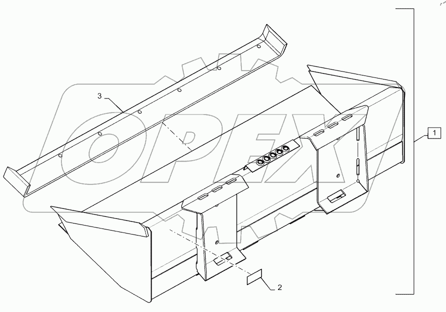  BUCKET, 72", LOW PROFILE, GRAY