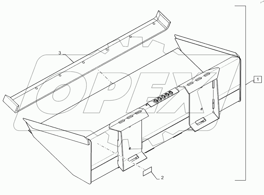  BUCKET, 72", EXTENDED LOW PROFILE, GRAY