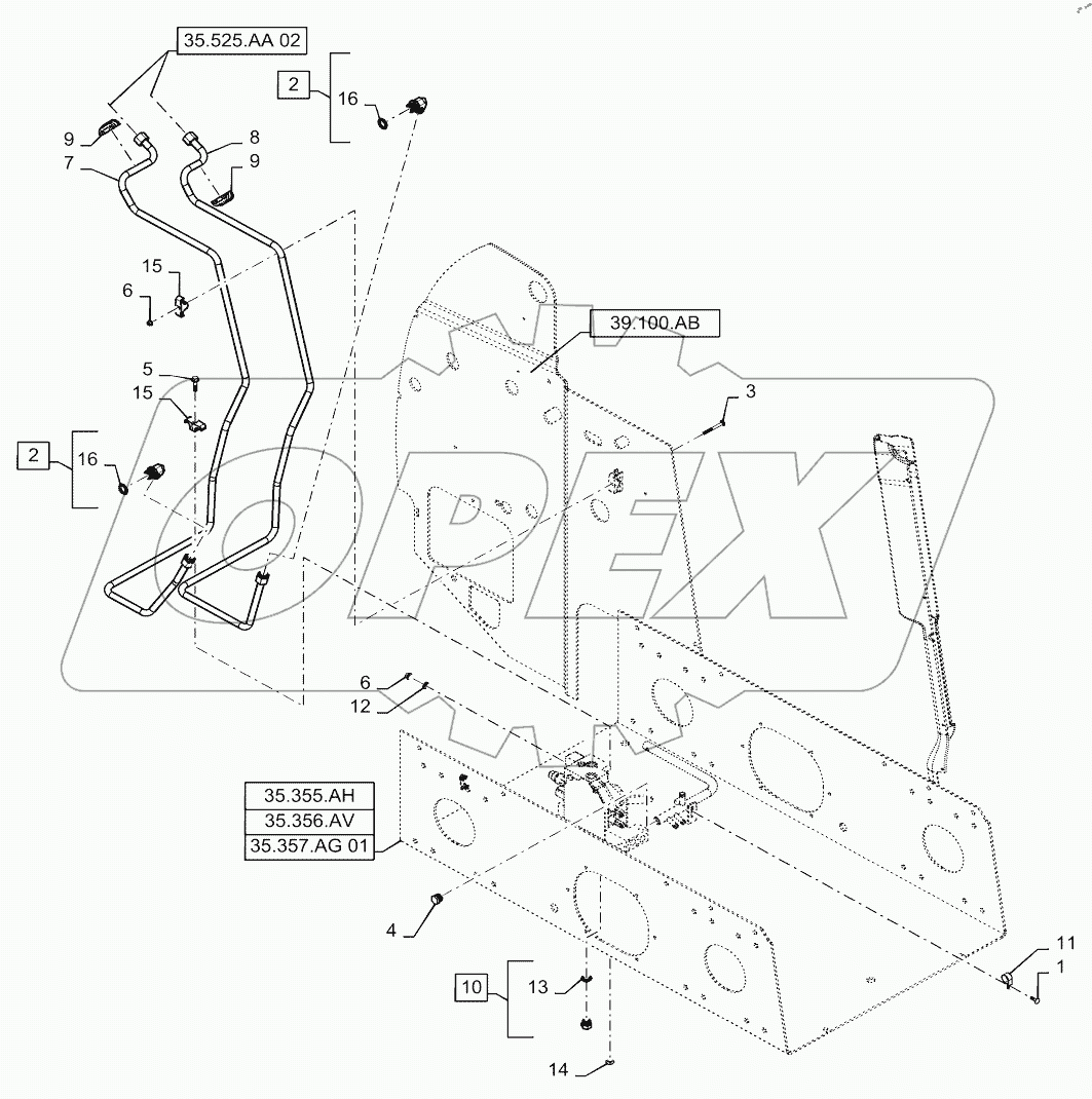  AUXILIARY CHASSIS PLUMBING, STANDARD FLOW