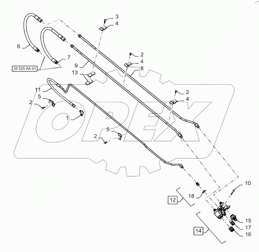  AUXILIARY BOOM ARM PLUMBING, STANDARD FLOW