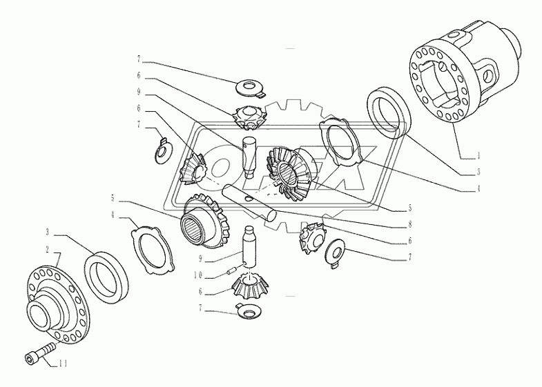 27.106.0201(01) - VAR - 461252, 461253, 461254, 461256 - UNDERCARRIAGE (L=2,75MT) REARAXLE DIFFERENTIAL