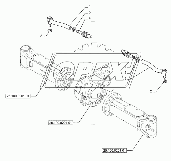41.106.0101(01) - VAR - 461252, 461253, 461254, 461256 - UNDERCARRIAGE (L=2,75MT) FRONT AXLE -STEERING LINKAGE