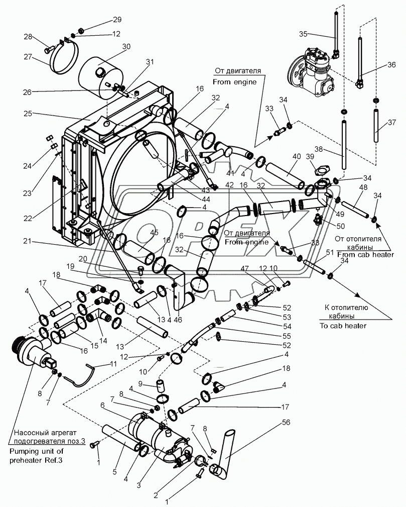 Система охлаждения и разогрева двигателя (В160.33.10.000)