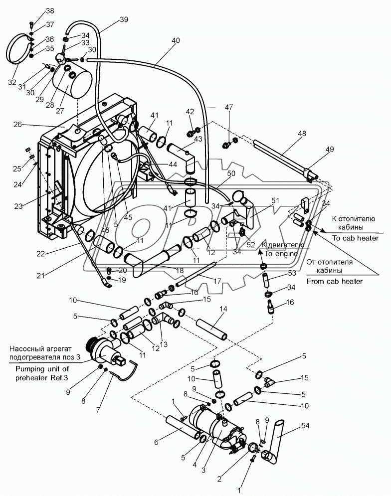 Система охлаждения и разогрева двигателя (В160.33.20.000)