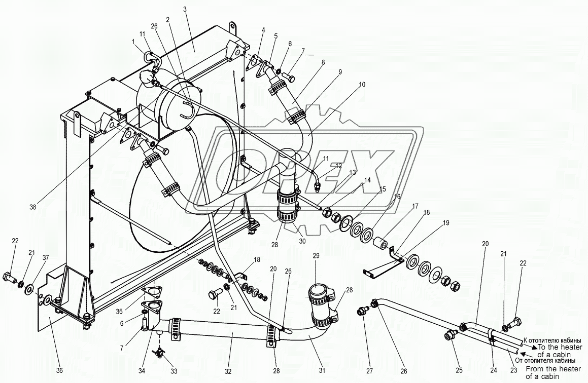Система охлаждения двигателя (ДЗ-98Э.33.00.000)