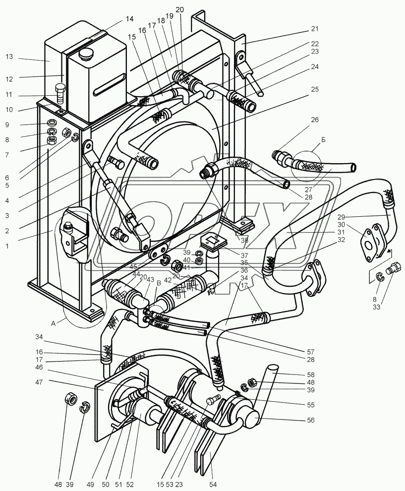 Система охлаждения и разогрева двигателя (ДЗ-98В7.33.00.000) 1