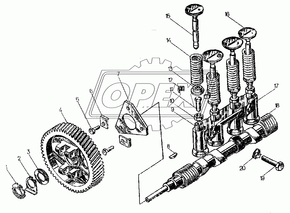 Механизм газораспределения пускового двигателя